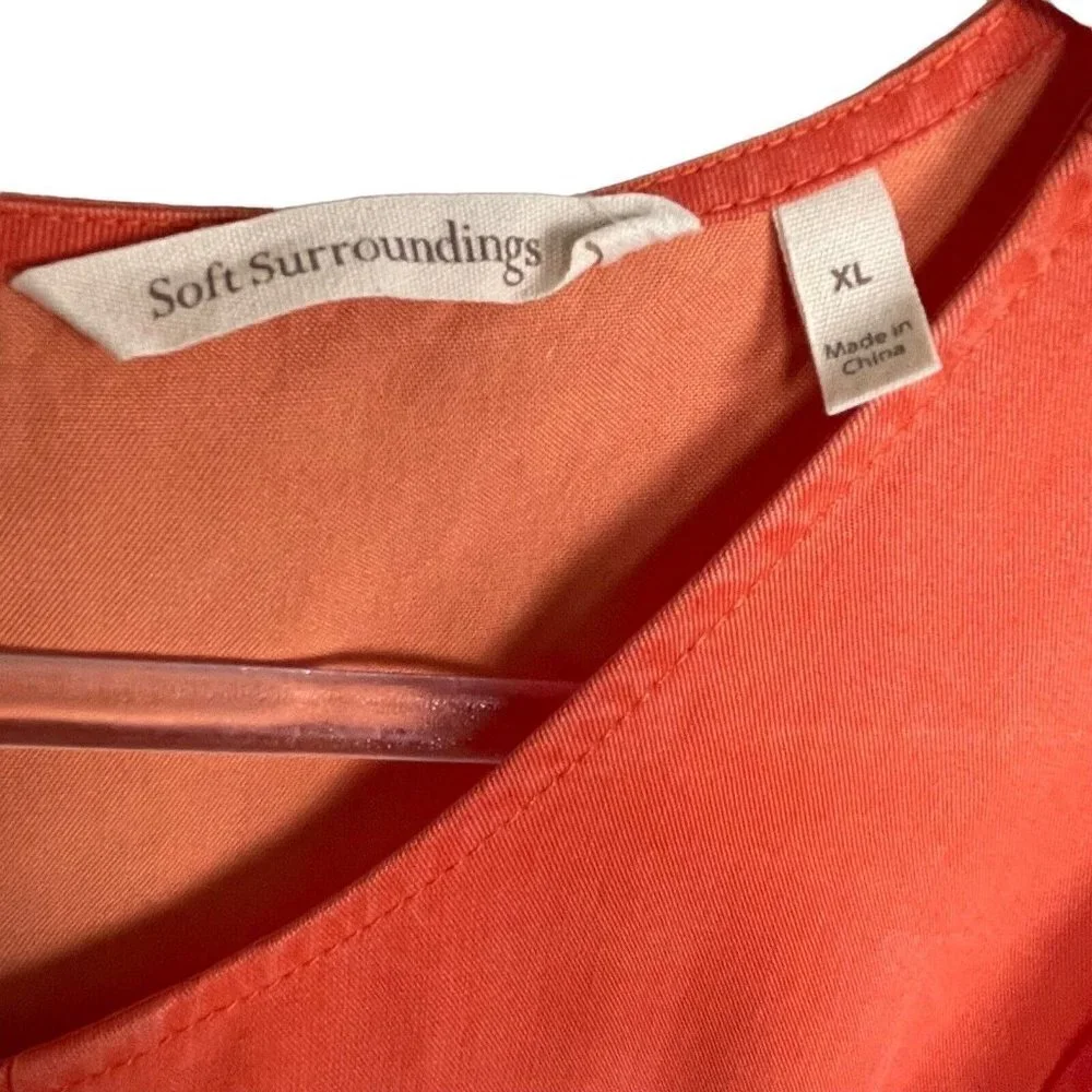 NWT Soft Surroundings Cusabo Emberglow Top Orange XL Lagenlook‎ Coastal Grandma